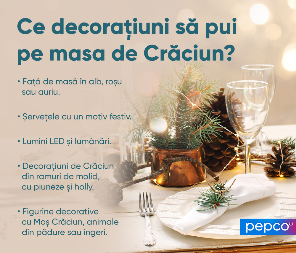 Infograficul Pepco privind decorarea mesei de Crăciun pentru Ajunul Crăciunului