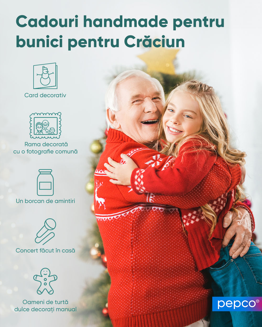 Infografic Pepco Cadouri handmade pentru bunici de Crăciun.