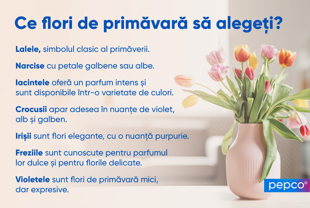 Infografic Pepco despre alegerea unei vaze pentru flori