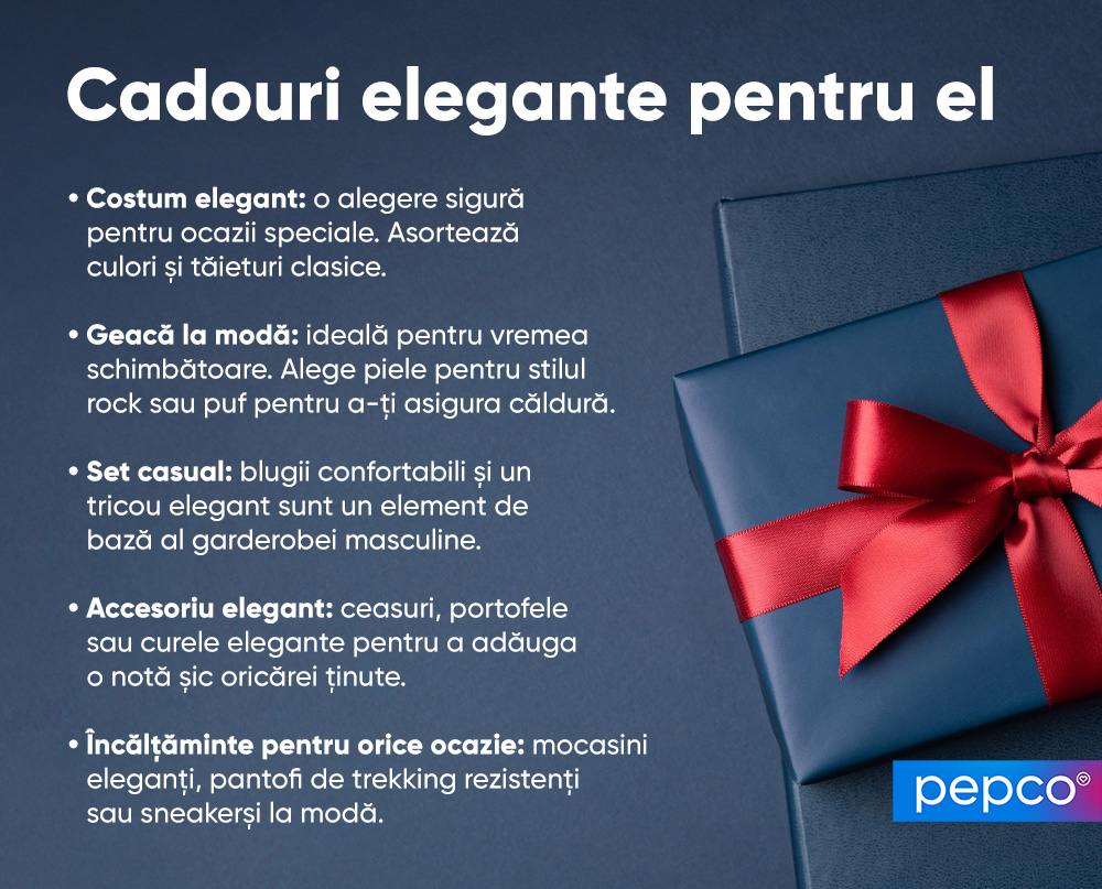 Infografice Pepco privind ideile de cadouri pentru soț pe tema hainelor