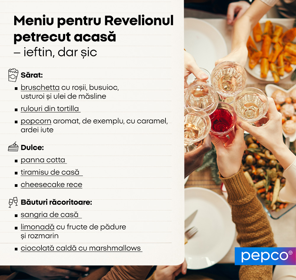 Meniu pentru Revelionul petrecut acasă - ieftin, dar șic