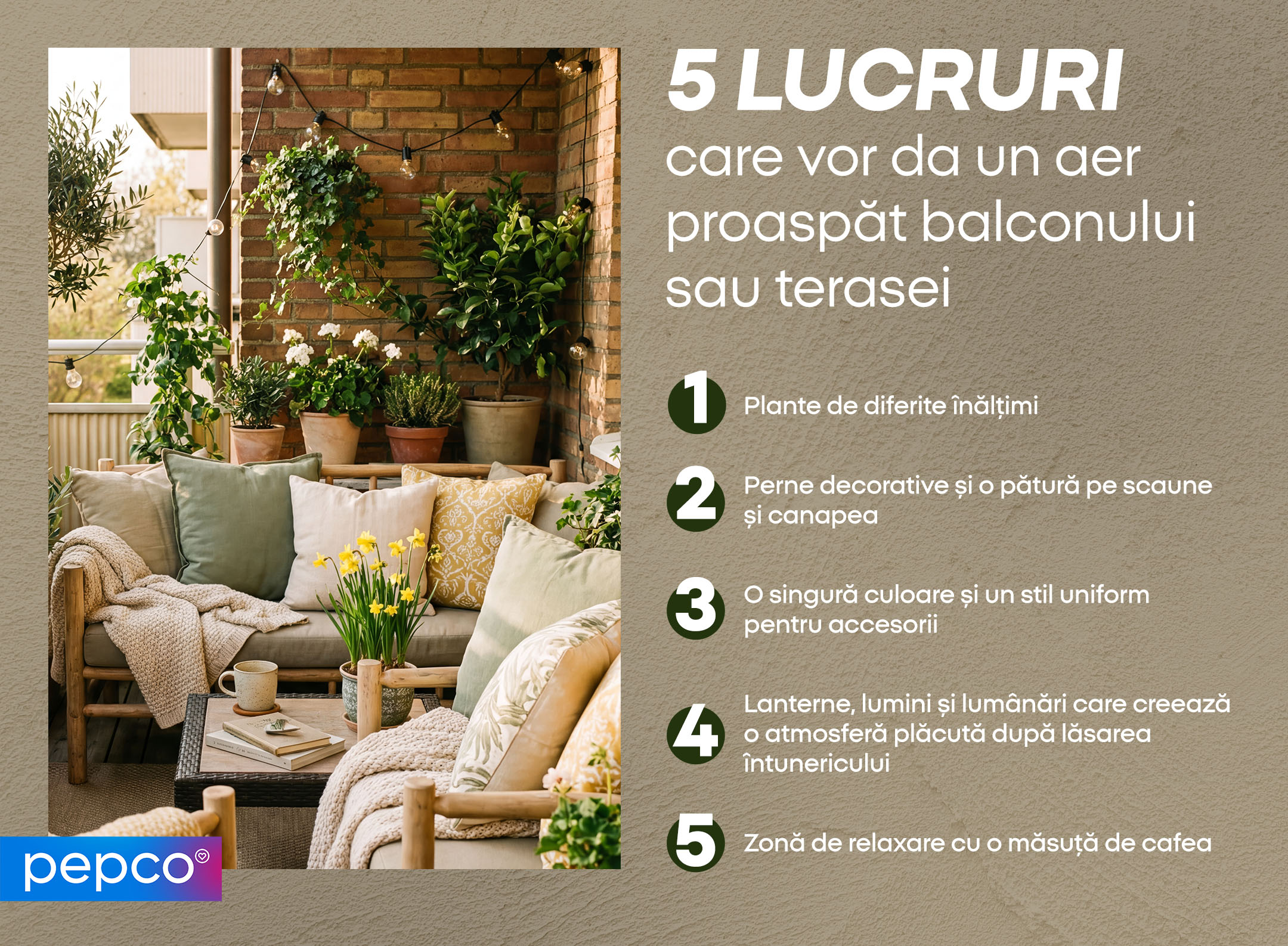 5 LUCRURI care vor da un aer proaspăt balconului sau terasei 